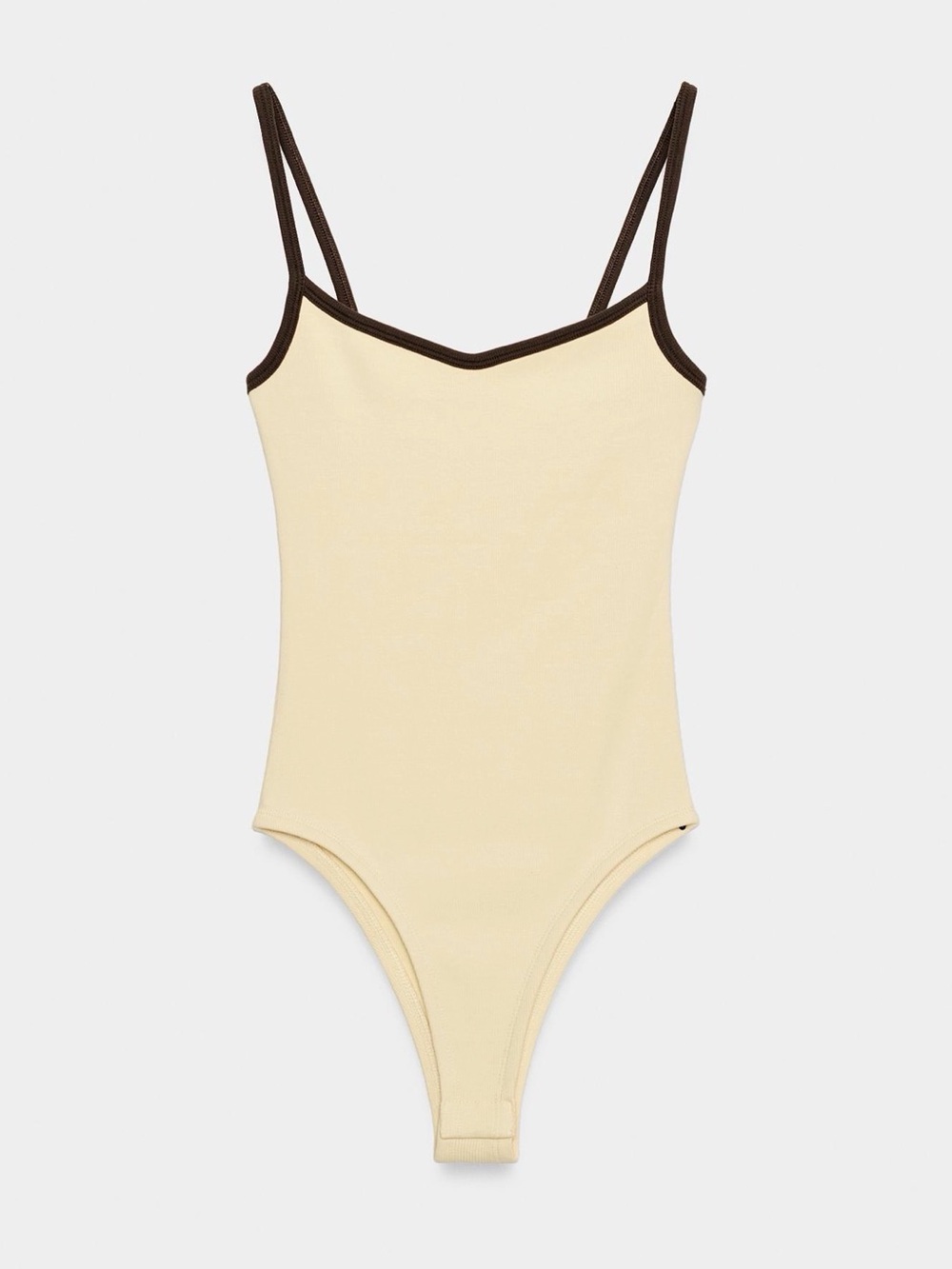 Zara Contrast Yellow Bodysuit with Brown Trim